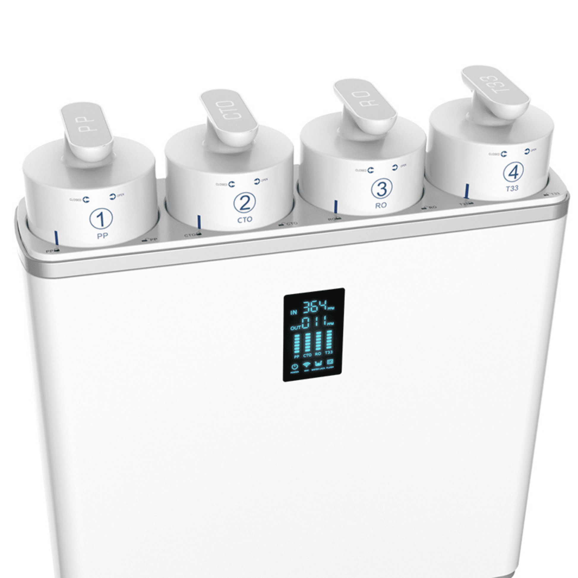 Echo Water RO tankless reverse osmosis water filter machine, compact water filtration system with modern design.
