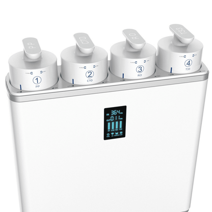 Echo Water RO tankless reverse osmosis water filter machine, compact water filtration system with modern design.