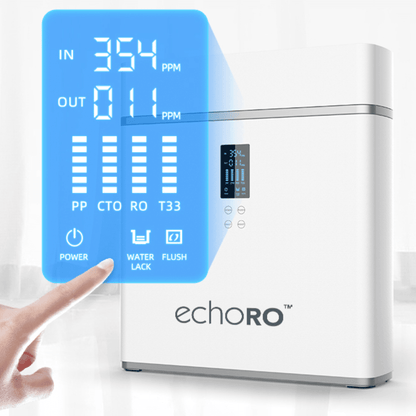 Echo Water ECHO RO™ tankless reverse osmosis water filter machine showing sleek design and filtration components.