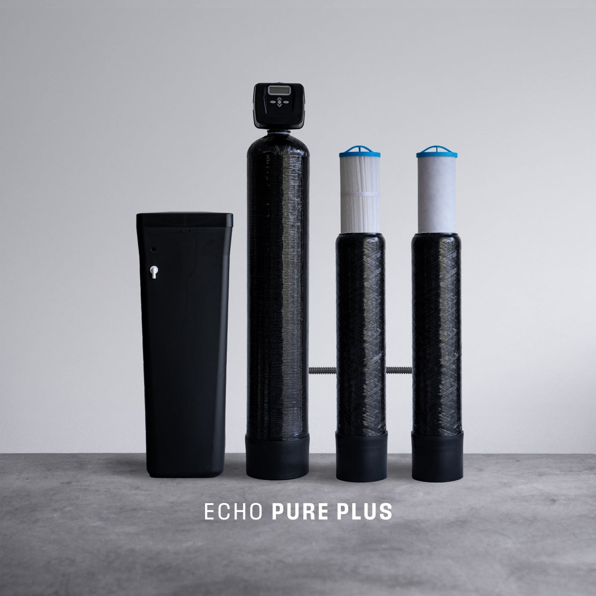 Echo Water EchoPurePlus whole home water filter installed in a residential plumbing system, ensuring clean, filtered water throughout the home.