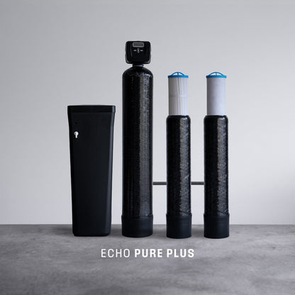 Echo Water EchoPurePlus whole home water filter installed in a residential plumbing system, ensuring clean, filtered water throughout the home.
