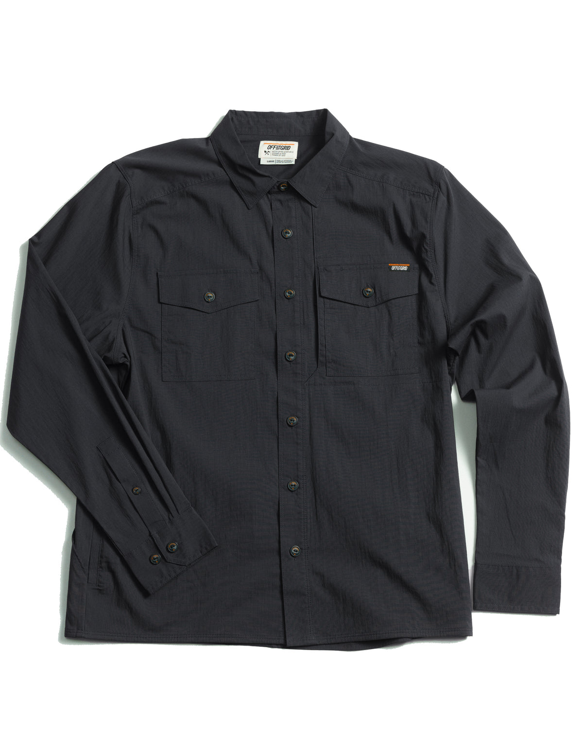 Long sleeve Echo Bravo LS shirt in vintage black from Off The Grid Surplus, featuring a classic fit and durable fabric.