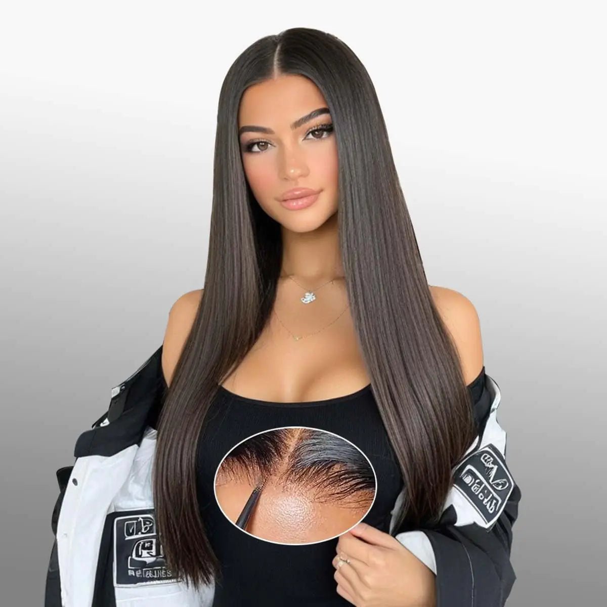 Ecibeny Glueless Wigs Human Hair Pre Plucked Pre Cut 7x4 Straight Lace Front Wigs Human Hair Closure Wigs Human Hair 180% Density Lace Front Wigs for Women 26 inch，Premium Fiber & Human Hair Blended - BACKUPMYFILESNOW