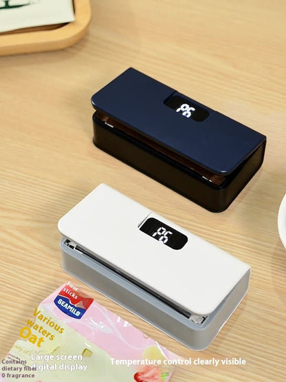 BACKUPMYFILESNOW® snack bag sealer sealing a plastic snack bag to keep contents fresh