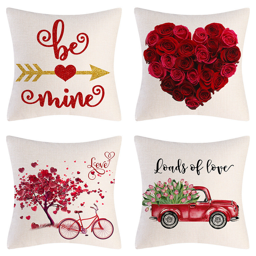 Valentine's Day linen pillowcase holiday gift in a romantic seasonal design