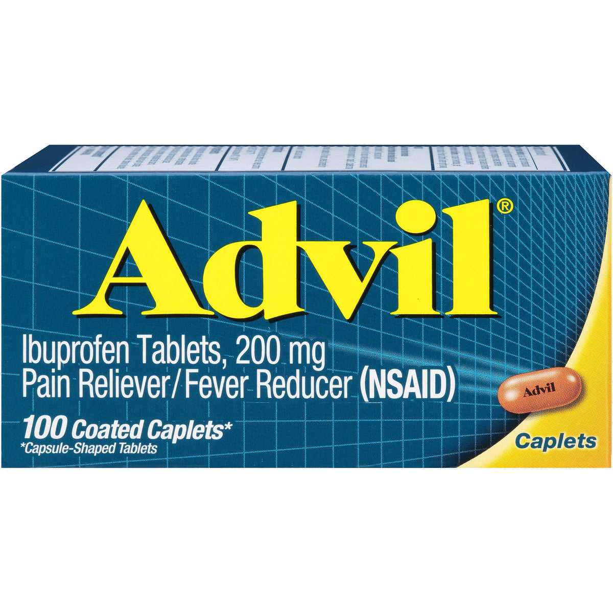 Advil 200mg Ibuprofen Pain & Fever Relief - 100 Coated Caplets