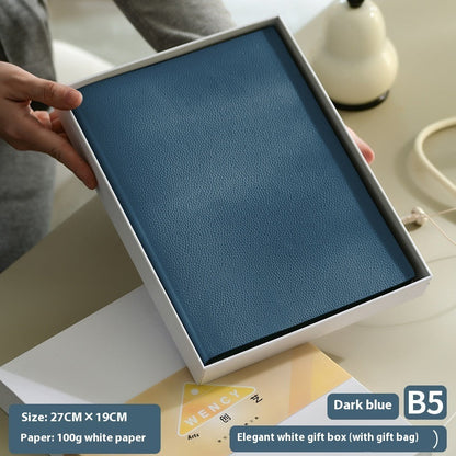 Litchi pattern soft leather covered notebook in textured finish, closed view