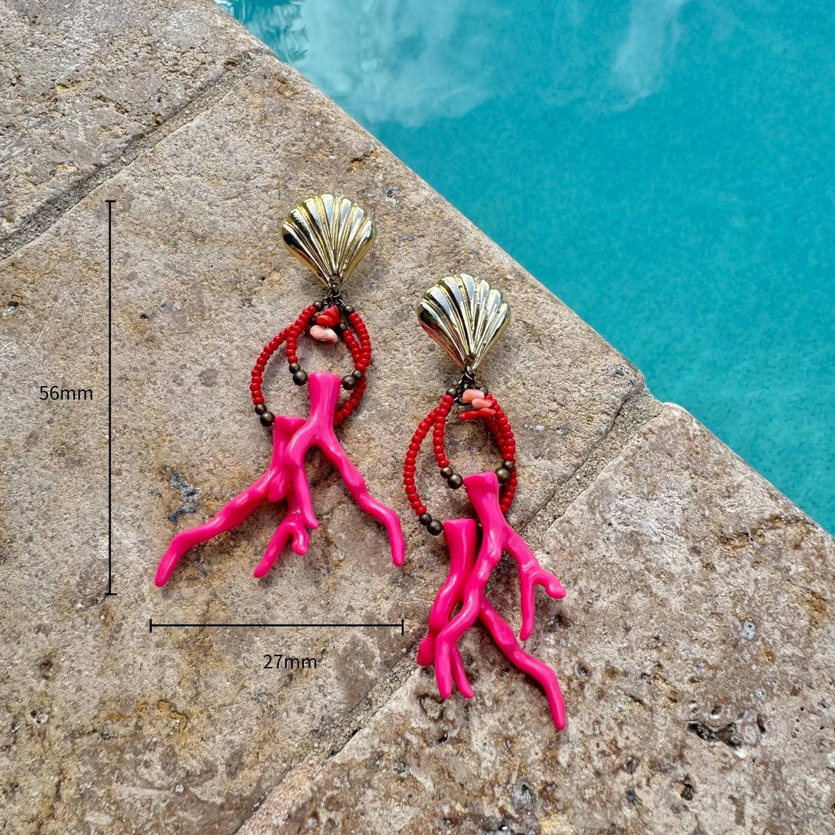 Ocean Coral women’s shell earrings in a blue ocean-inspired design