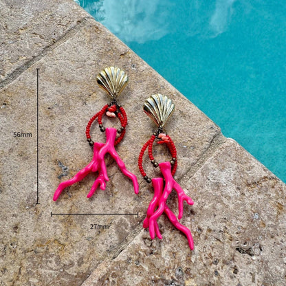 Ocean Coral women’s shell earrings in a blue ocean-inspired design
