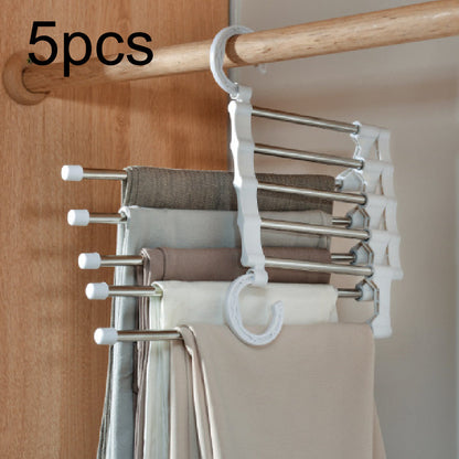 Telescopic folding multifunctional pants rack and pants hanger for household storage