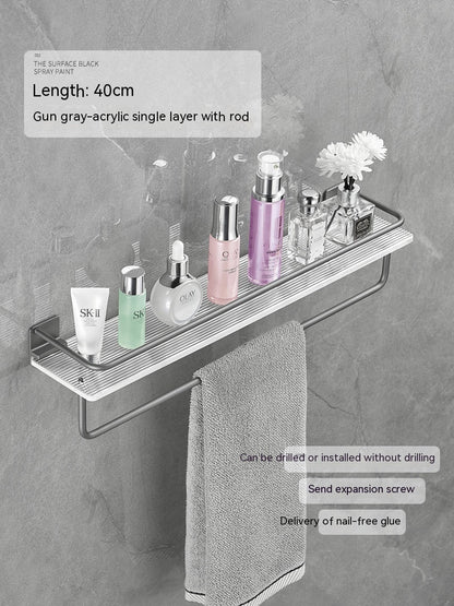 Acrylic bathroom storage rack for neatly organizing folded towels and bath essentials