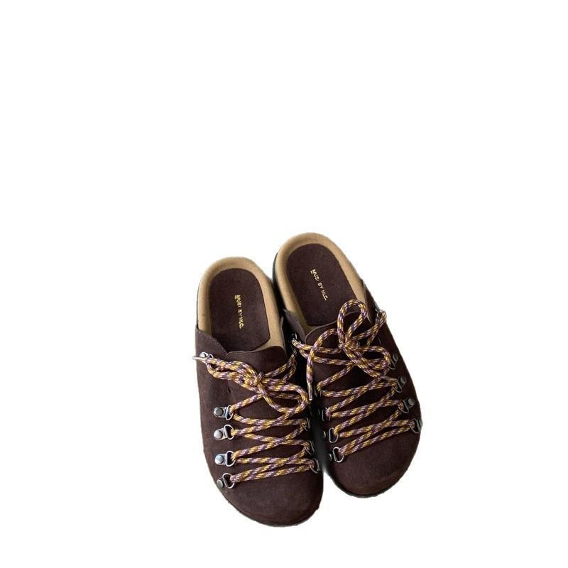 Strap slip-on closed-toe mules by My Store, featuring a sleek water-resistant finish