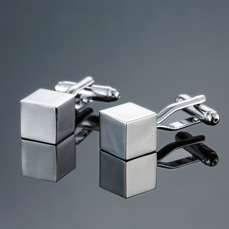 Copper black and golden silver laser metal cufflinks, geometric patterned design