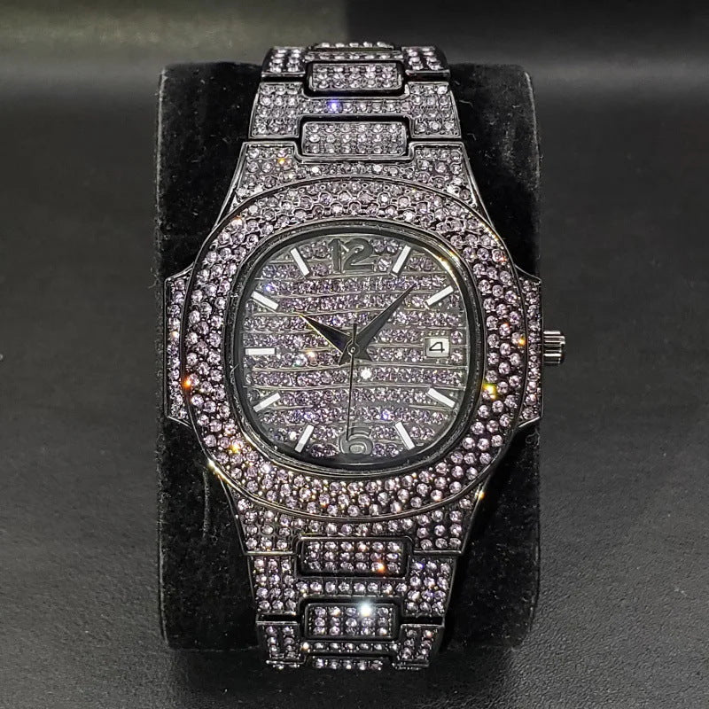 Full diamond rap hip hop watch with iced-out design and bold luxury styling