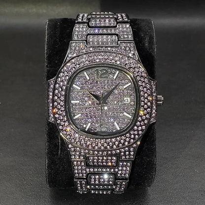 Full diamond rap hip hop watch with iced-out design and bold luxury styling