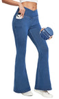 Ewedoos Bell Bottom Jeans for Women Flare Jeans Stretchy High Waisted Pull On Jeans Tummy Control Crossover Flare Pants Light Blue