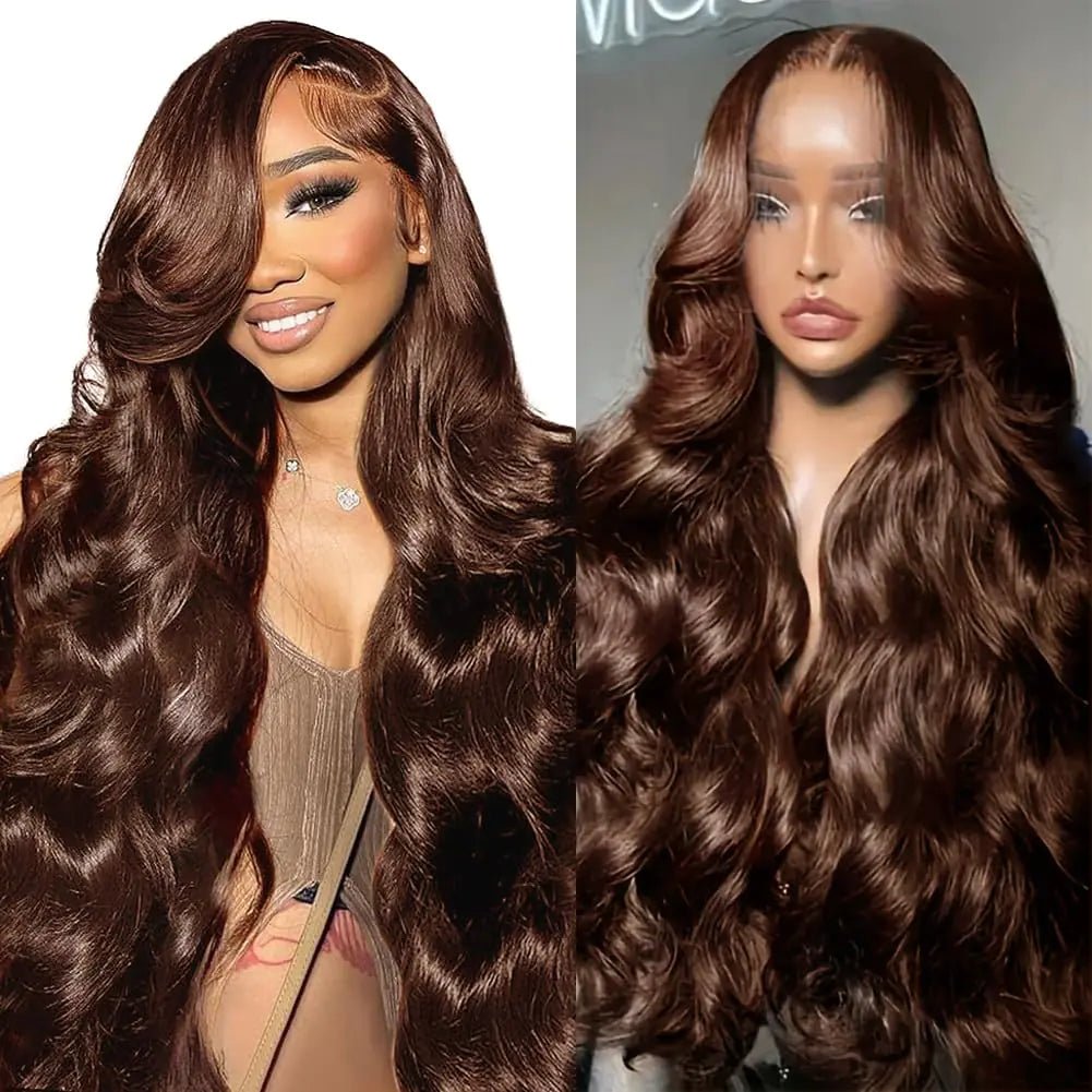 EECBN 36 inch Chocolate Brown Lace Front Wig Human Hair 200 Density 13x4 Hd Body Wave Lace Front Wigs Human Hair Pre Plucked Colored Frontal Wigs Human Hair Brown Wig Human Hair for Women - BACKUPMYFILESNOW