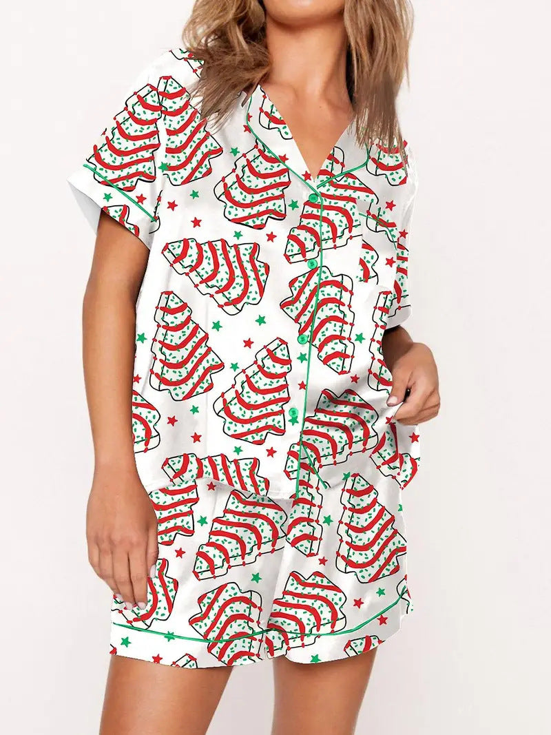 Casual Plus Size Temperament Christmas Tree Printing Suit