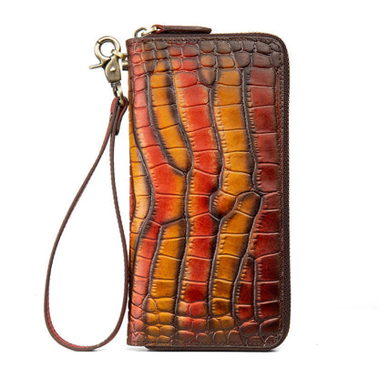 Genuine leather large-capacity long wallet in classic design