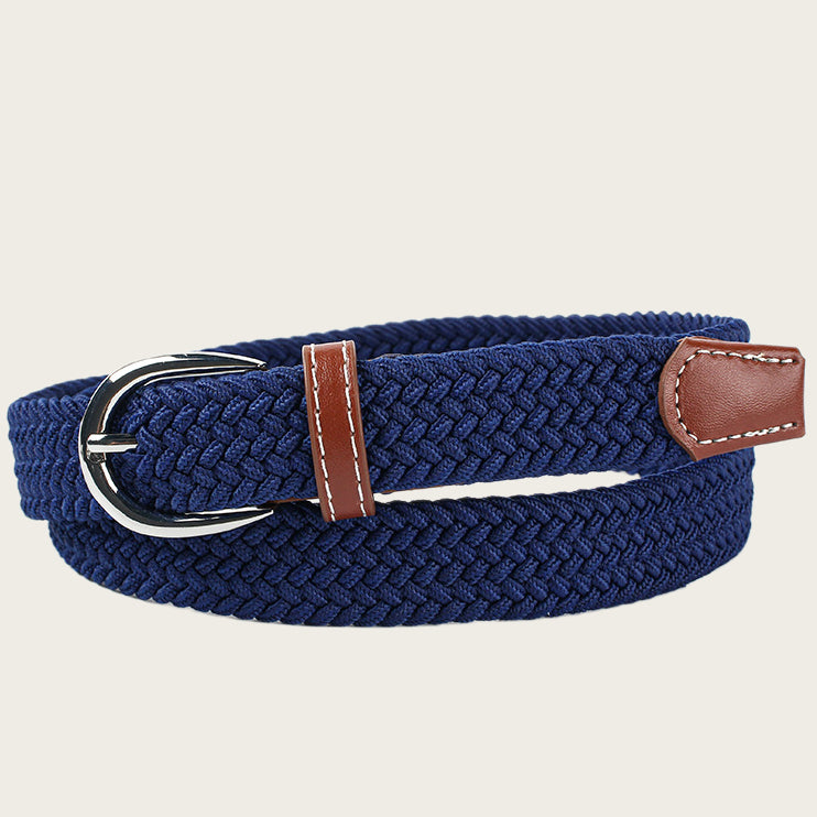 Youth student canvas elastic braided belt in a casual woven design