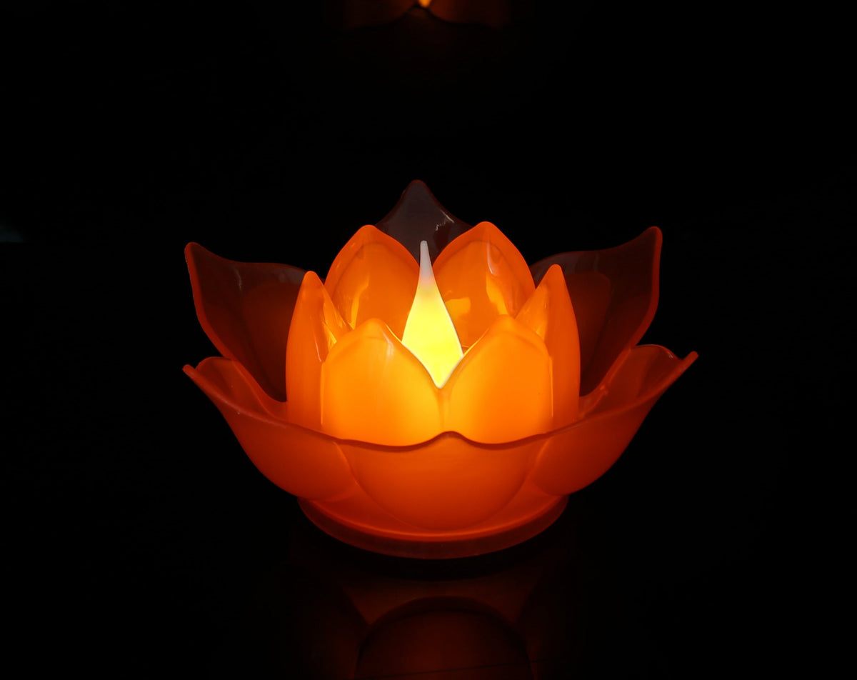 Electronic plastic big lotus battery lamp in a lotus flower design