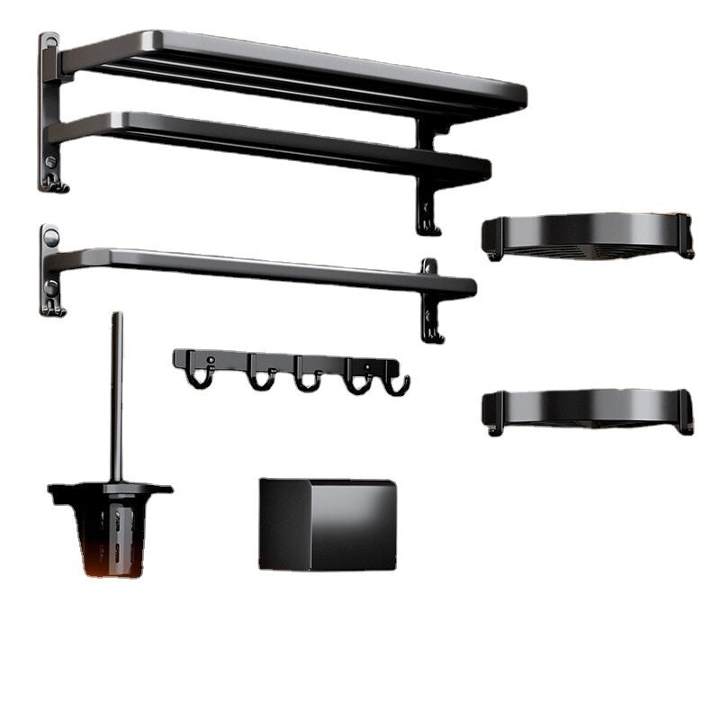 Black bathroom towel rack pendant, wall-mounted rack with minimalist design