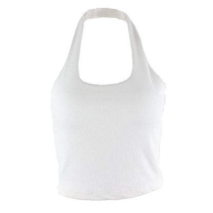 Exposed Umbilicus Halter-neck Short Vest