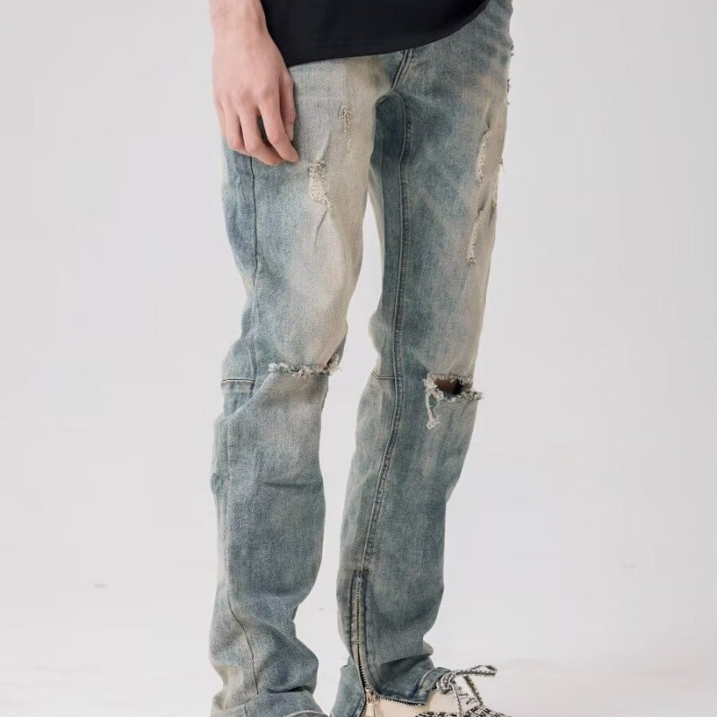 BackupMyFilesNow Urban Zip Jeans in dark denim with front zipper and classic five-pocket design, casual men's jeans.