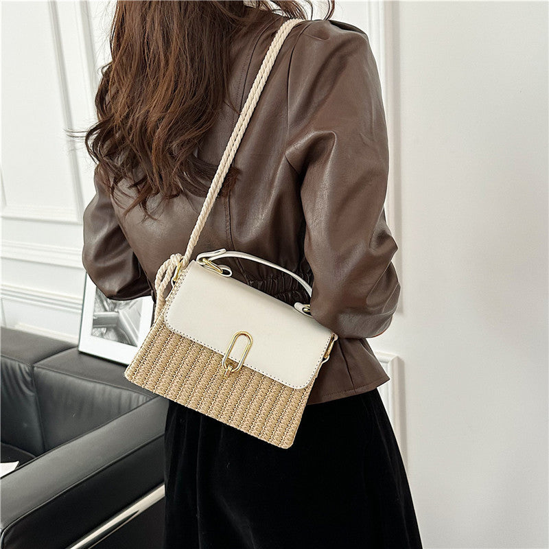 Western style one-shoulder versatile woven handbag in a structured design