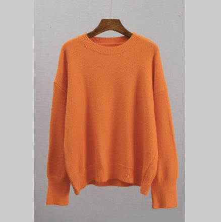 Women's knitted crew-neck solid-color loose sweater from My Store