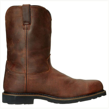 Retro tea-colored men's versatile casual boots with classic ankle-high design