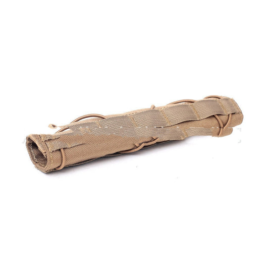 Camouflage hunting gear silencer bag protective cover displayed outdoors
