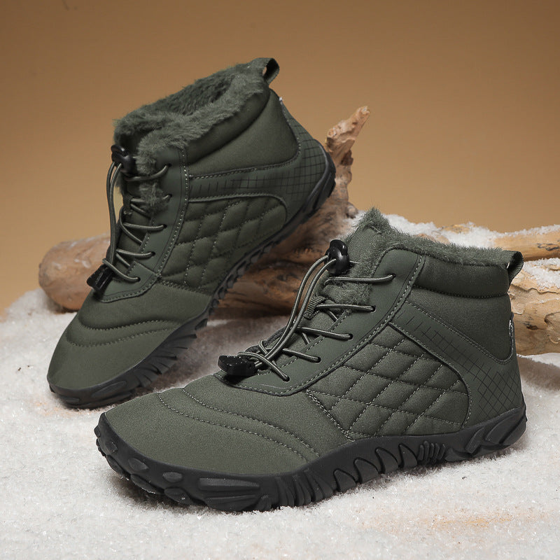Winter cotton shoes with outer velvet thickening for warmth, close-up product view