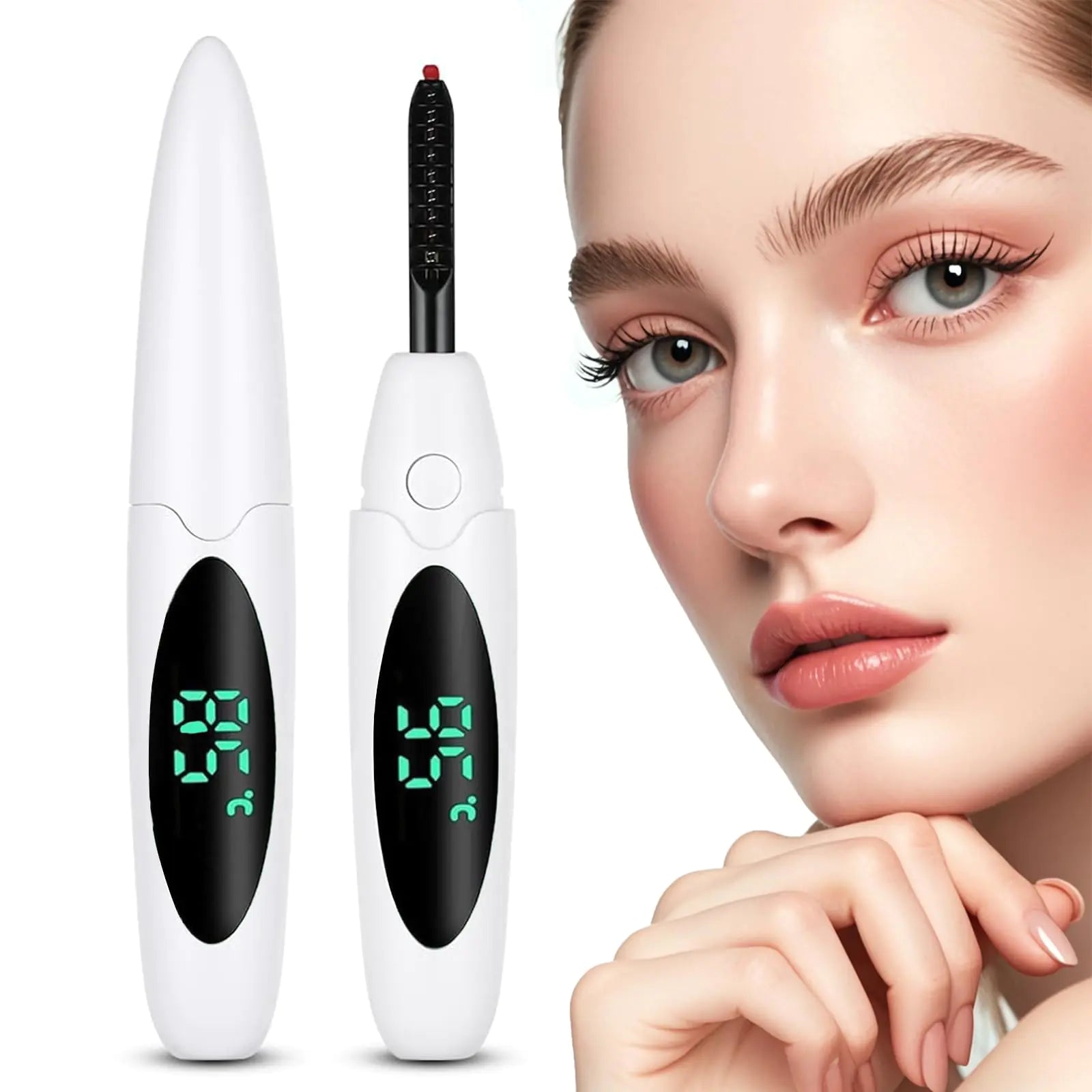 Heated Eyelash Curlers Electric Eyelash Curler with LED Display 3 Temperature Modes Anti-Burn USB Rechargeable Natural Curling 24H Long Lasting for Women Makeup Tools Gifts