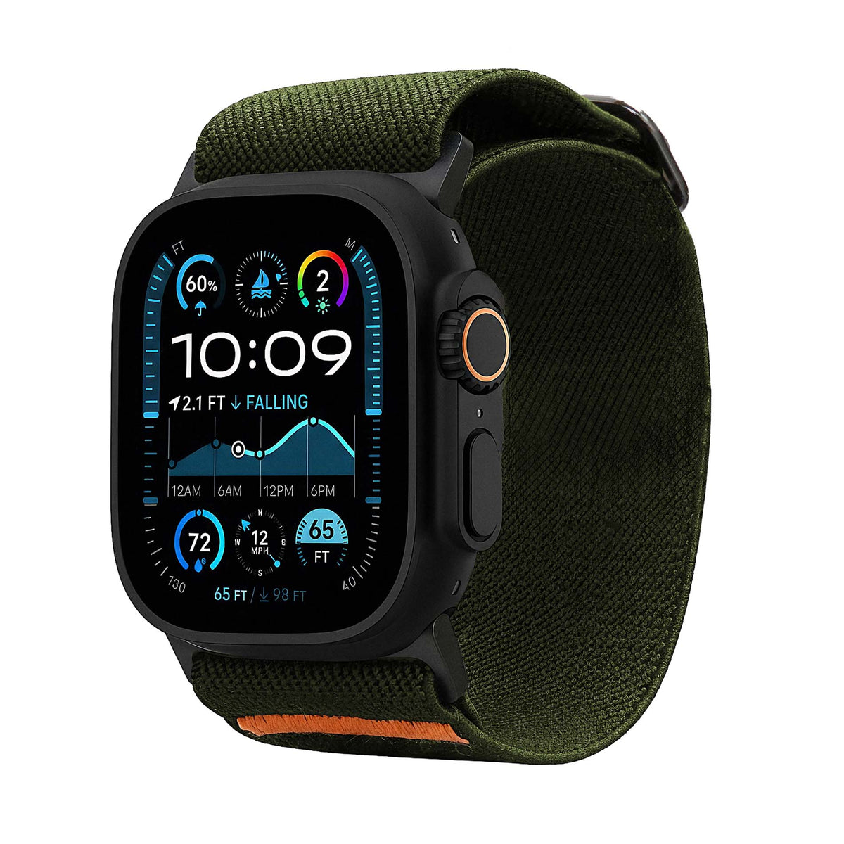 Green elastic active stretch band by Robust, ideal for resistance training and fitness exercises.