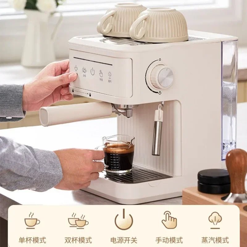 Electric Espresso Maker Professional Italian Espresso Coffee Maker Semi Italian Cappuccino Milk Frother Coffee Machines 20Bar - BACKUPMYFILESNOW