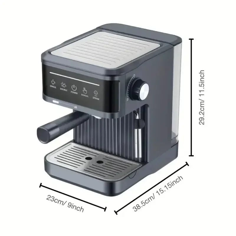 Electric Espresso Maker Professional Italian Espresso Coffee Maker Semi Italian Cappuccino Milk Frother Coffee Machines 20Bar - BACKUPMYFILESNOW