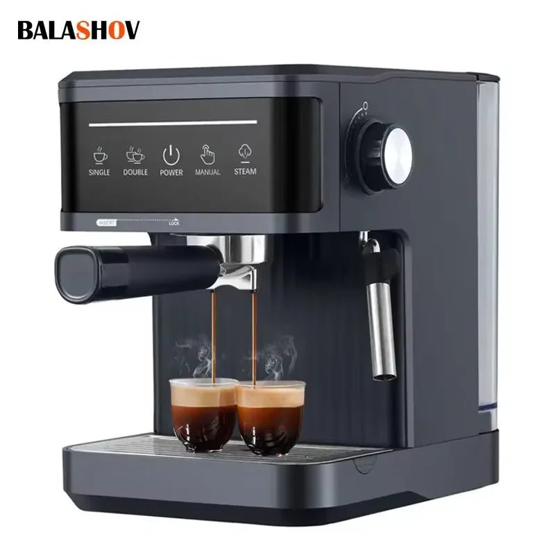Electric Espresso Maker Professional Italian Espresso Coffee Maker Semi Italian Cappuccino Milk Frother Coffee Machines 20Bar - BACKUPMYFILESNOW