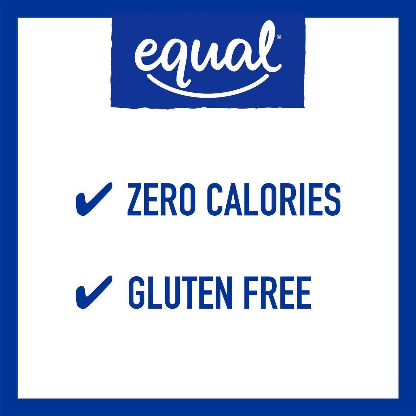 Equal Zero Calorie Sweetener sugar substitute packets, 800-count, with individual packets shown in a clear image.