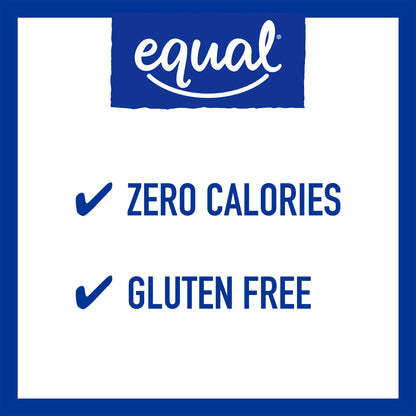 Equal Zero Calorie Sweetener sugar substitute packets, 800-count, with individual packets shown in a clear image.