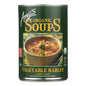 Amy's Organic Veggie Barley Soup in 14.1 oz cans, low-fat, 12-pack, featuring fresh vegetables and hearty barley from Everyday Supply Co.