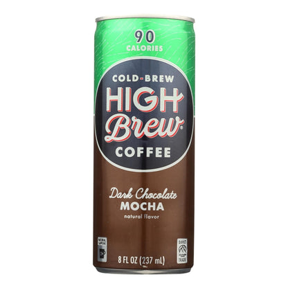 Case of 12 High Brew Dark Chocolate Mocha Coffee bottles by Everyday Supply Co, 8 oz each, ready-to-drink beverage.