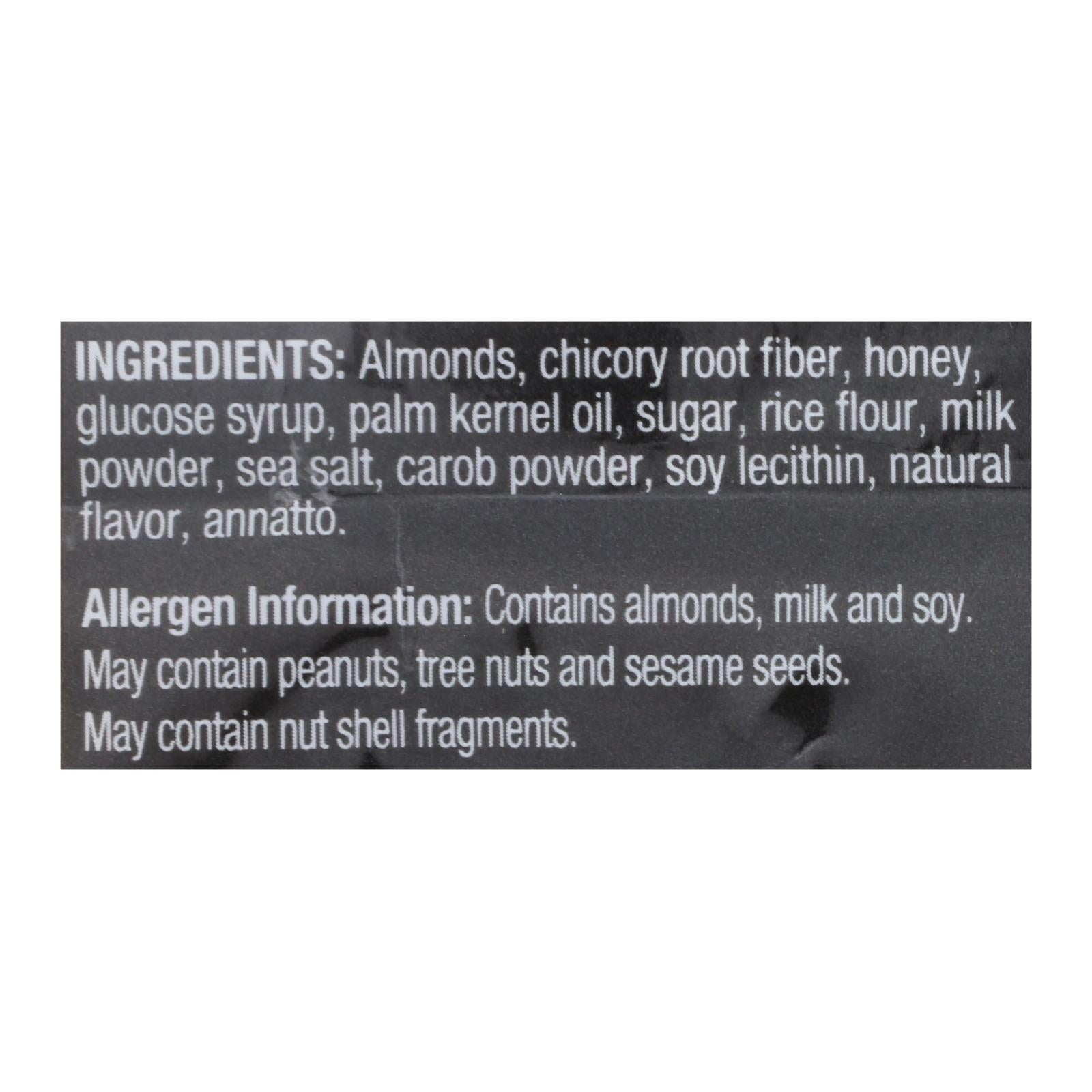 Kind Caramel Almond Sea Salt bar in a case of 12, 1.4 oz each, shown in a natural setting with caramel, almonds, and sea salt.