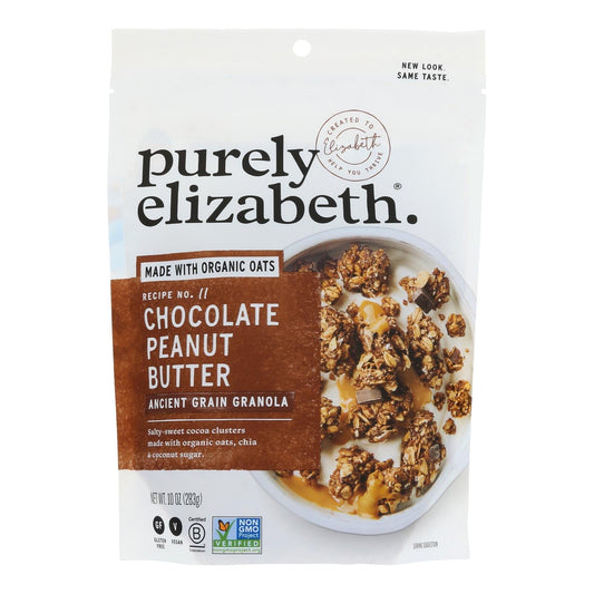 Purely Elizabeth Choc Sea Salt & PB Granola in a 6-pack, featuring crispy granola clusters with chocolate, sea salt, and peanut butter.