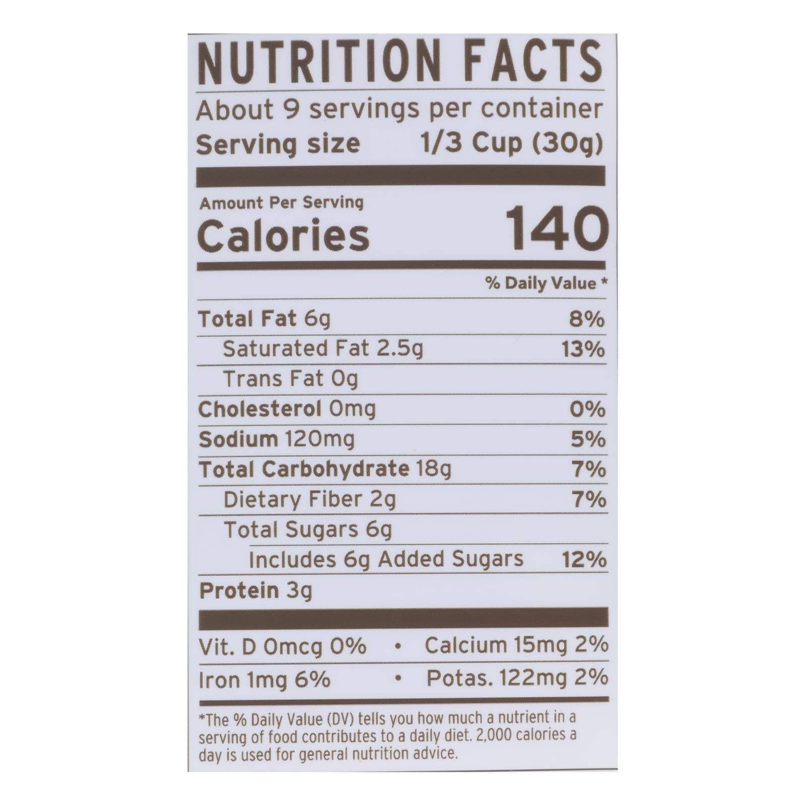 Six-pack of Purely Elizabeth Choc Sea Salt & PB Granola in clear packaging by Everyday Supply Co, featuring granola clusters and chocolate pieces.