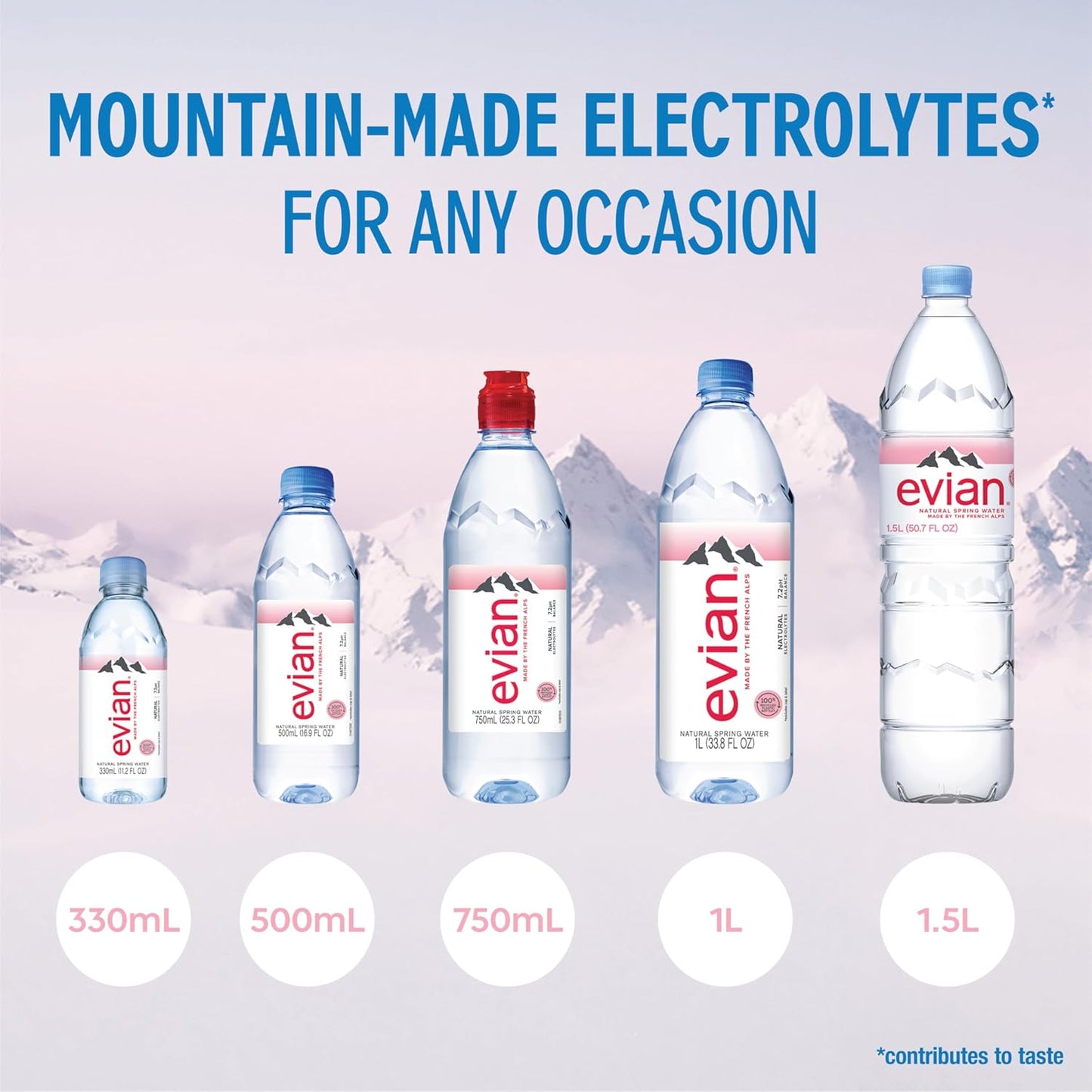 Pack of 24 evian Natural Spring Water bottles, 16.9 fl oz, featuring clear bottles with evian branding and natural spring water inside.