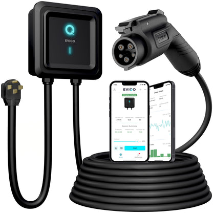 EVIQO Level 2 EV Charger with 48A, 11.5kW, 240V, NEMA 14-50 plug-in, J1772 connector for non-Tesla electric vehicles