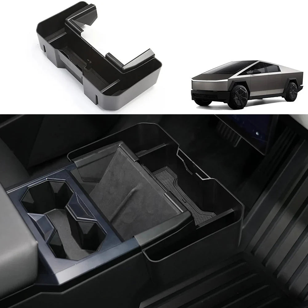 Cybertruck extended center console organizer storage box by Tesery Official Store, designed for efficient vehicle interior organization.