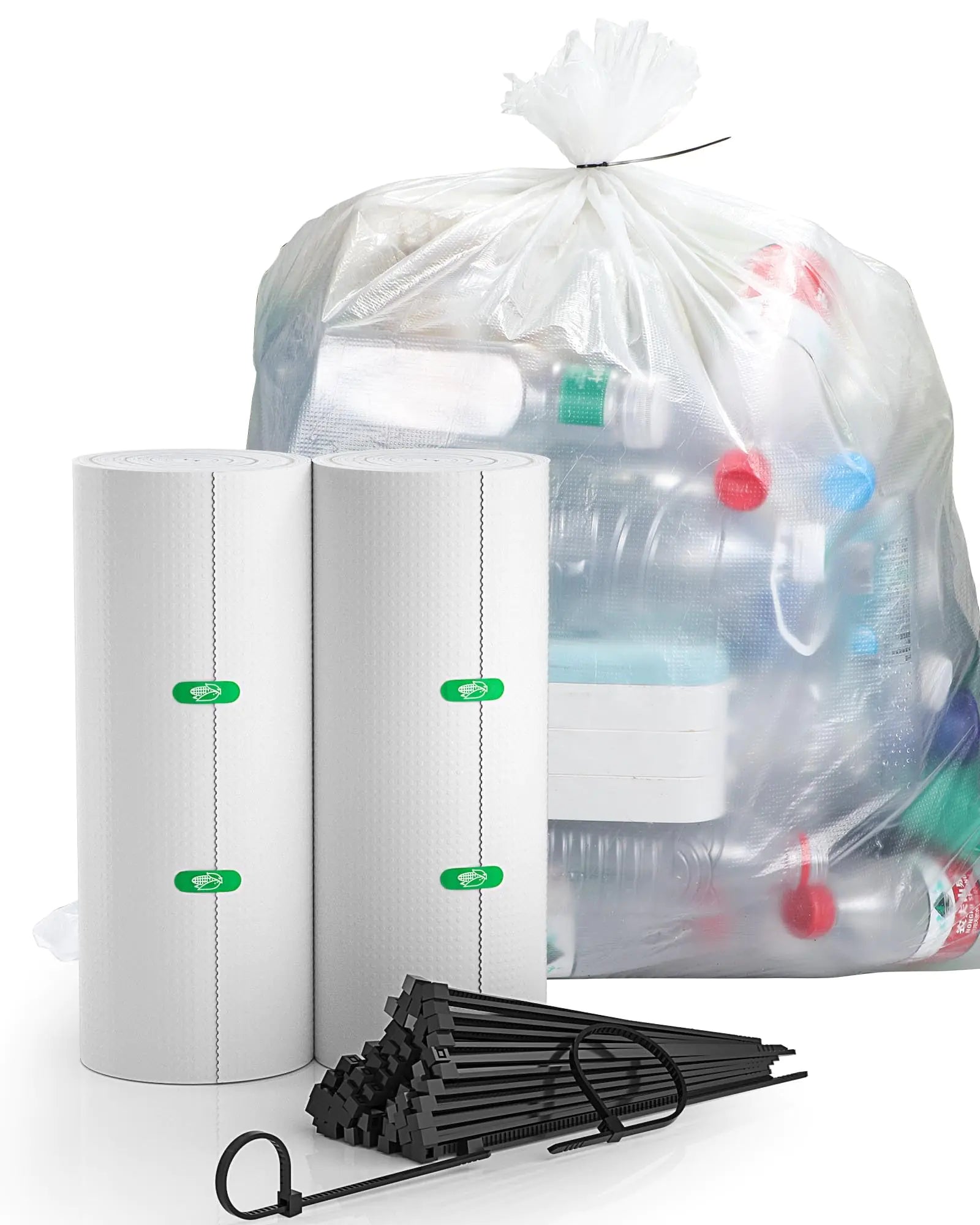 AYOTEE 23 Gallon Trash Bags Clear Garbage Bags1.2 Mil Thick/30"x35" Large Clear Trash Bags 20-25 Gallon Trash Bags with Zip Ties 20 Count Extra Large Trash Bags 20 Gallon Trash Bags for Home Kitchen