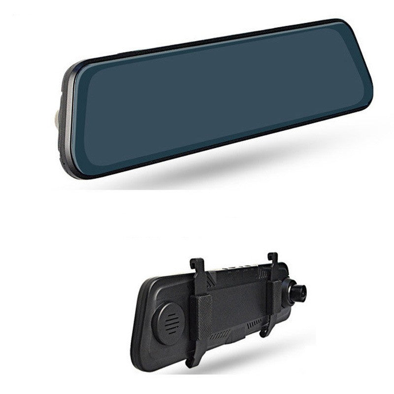 HD streaming dashcam rearview mirror with dual lens and reversing video display